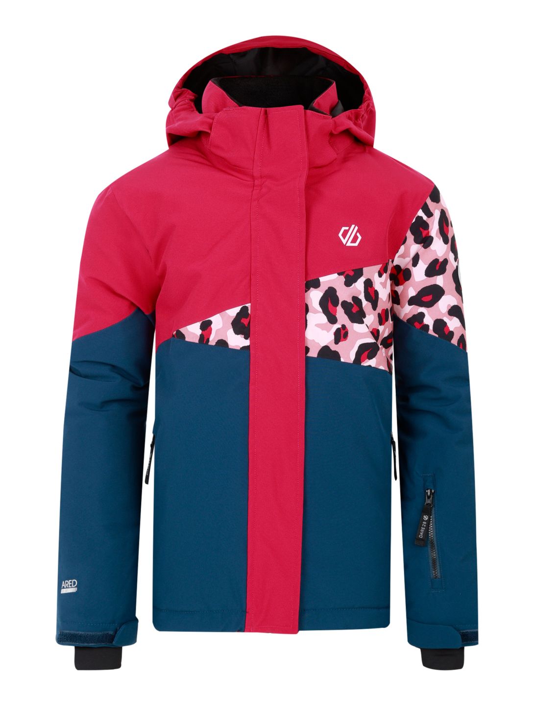 Dare2b, Humour III kurtka narciarska dzieci Berry Pink / Dusty Rose Cheetah Print / Moonlight Denim niebieski, różowy 