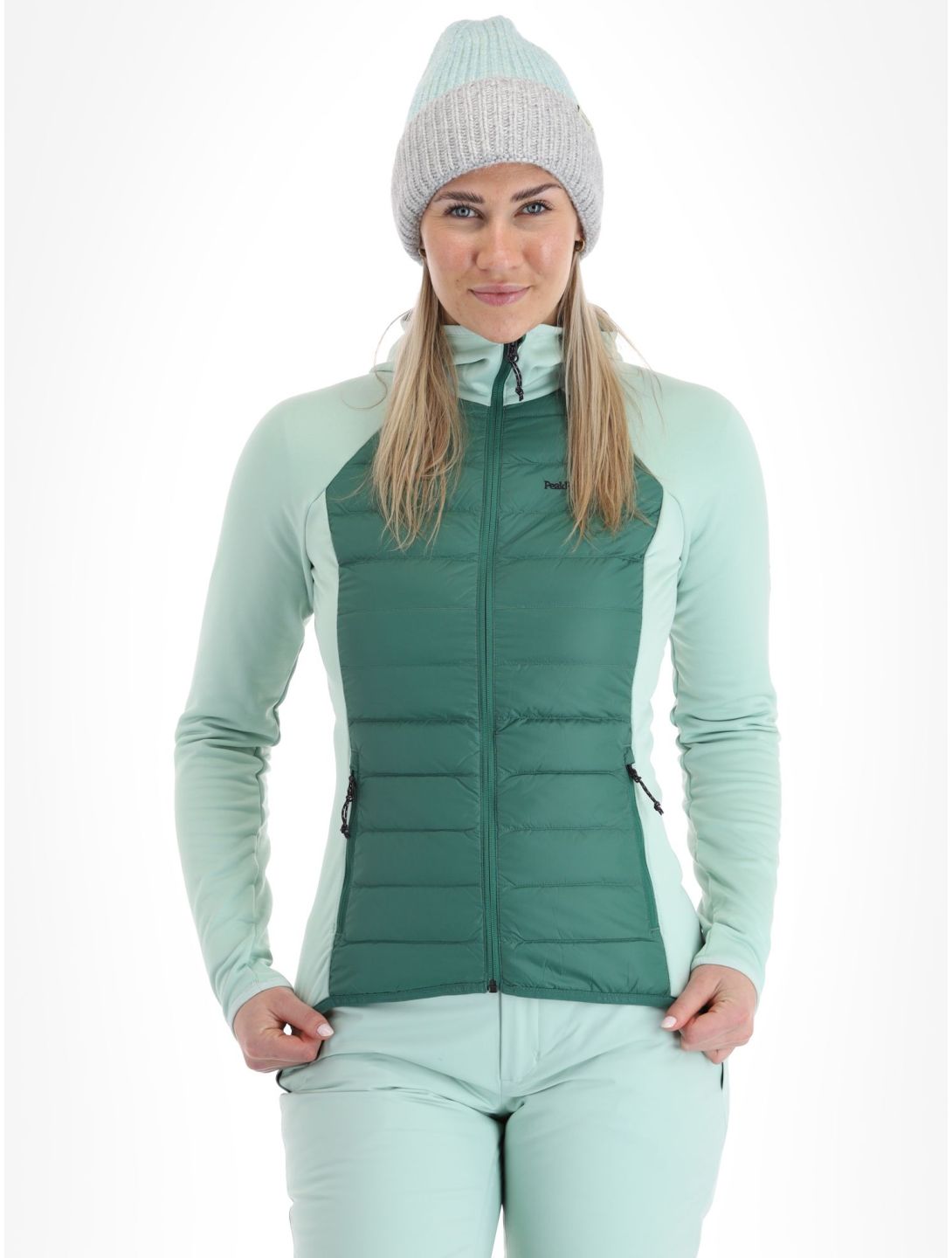 Peak Performance, W Down Hybrid Hood bluza kobiety Smoke Pine Delta Green zielony 