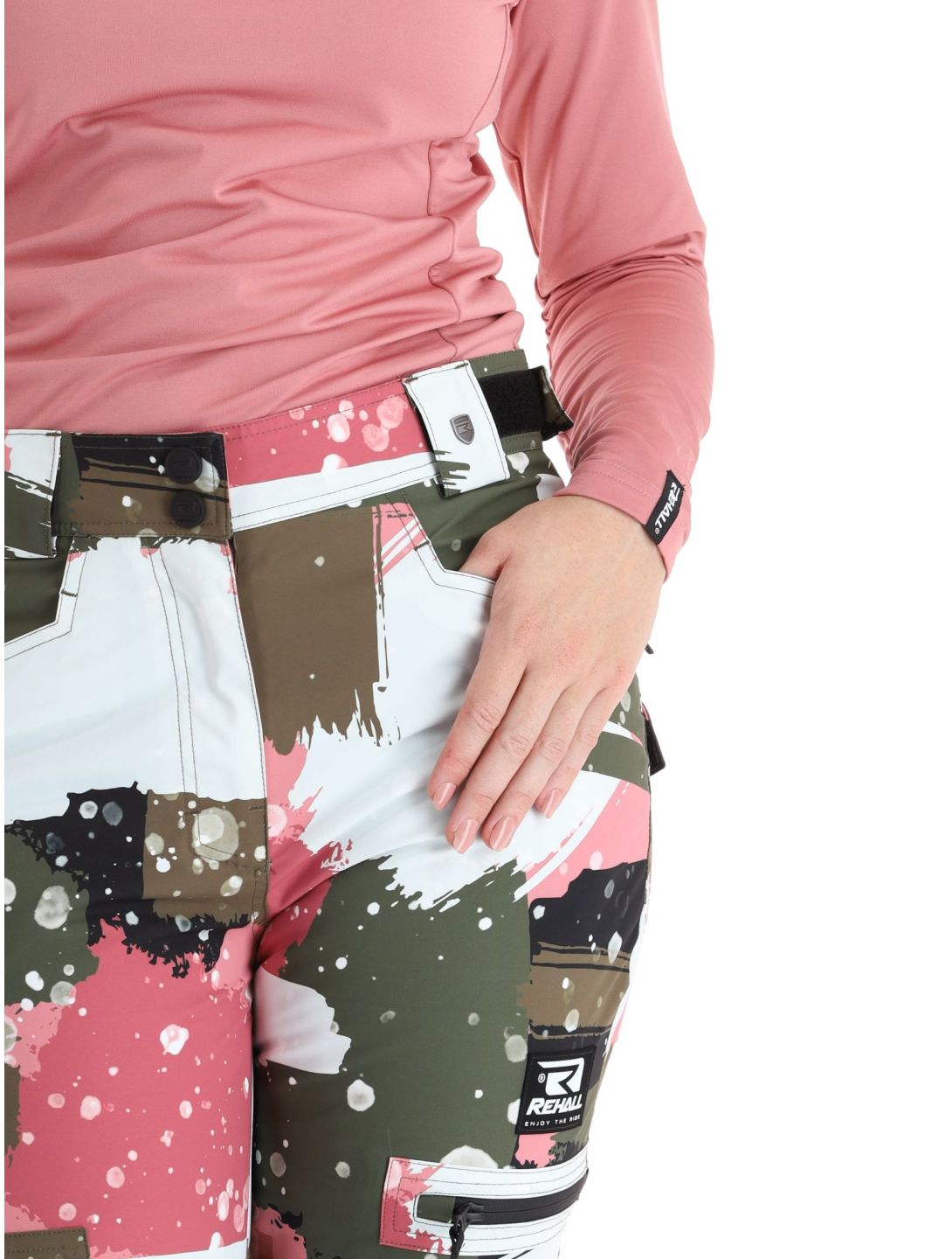 Rehall, Nori-R spodnie narciarskie kobiety Camo Abstract Rose multicolor, różowy 