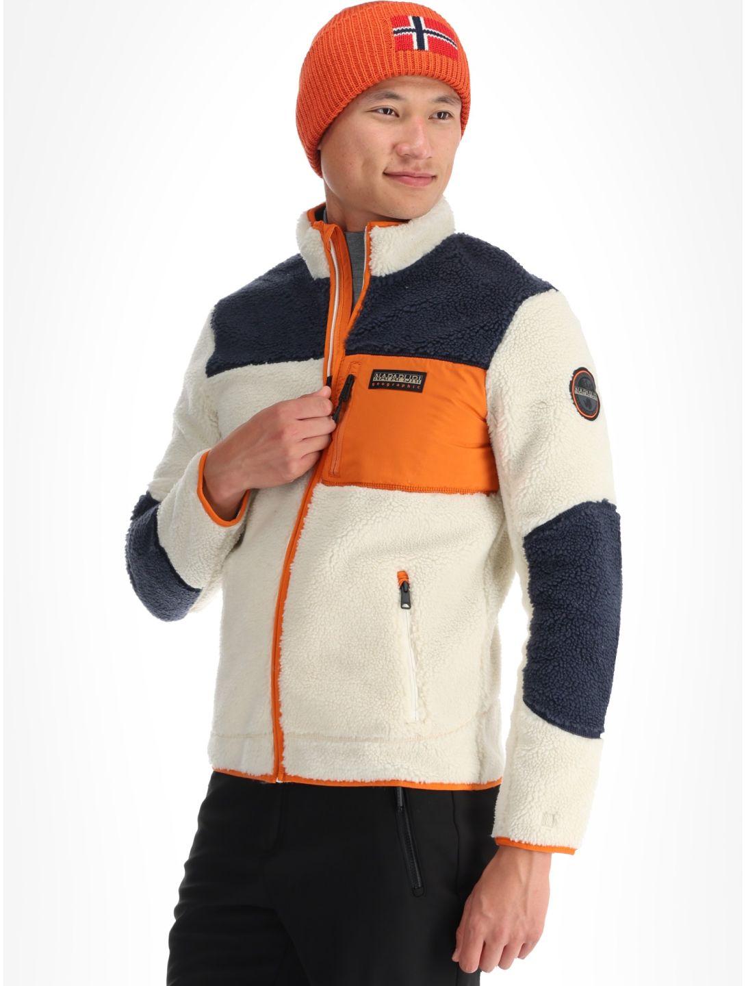 Napapijri, Yupik FZ 3 bluza mężczyźni CB MM9 beżowy, multicolor, pomarańczowy 