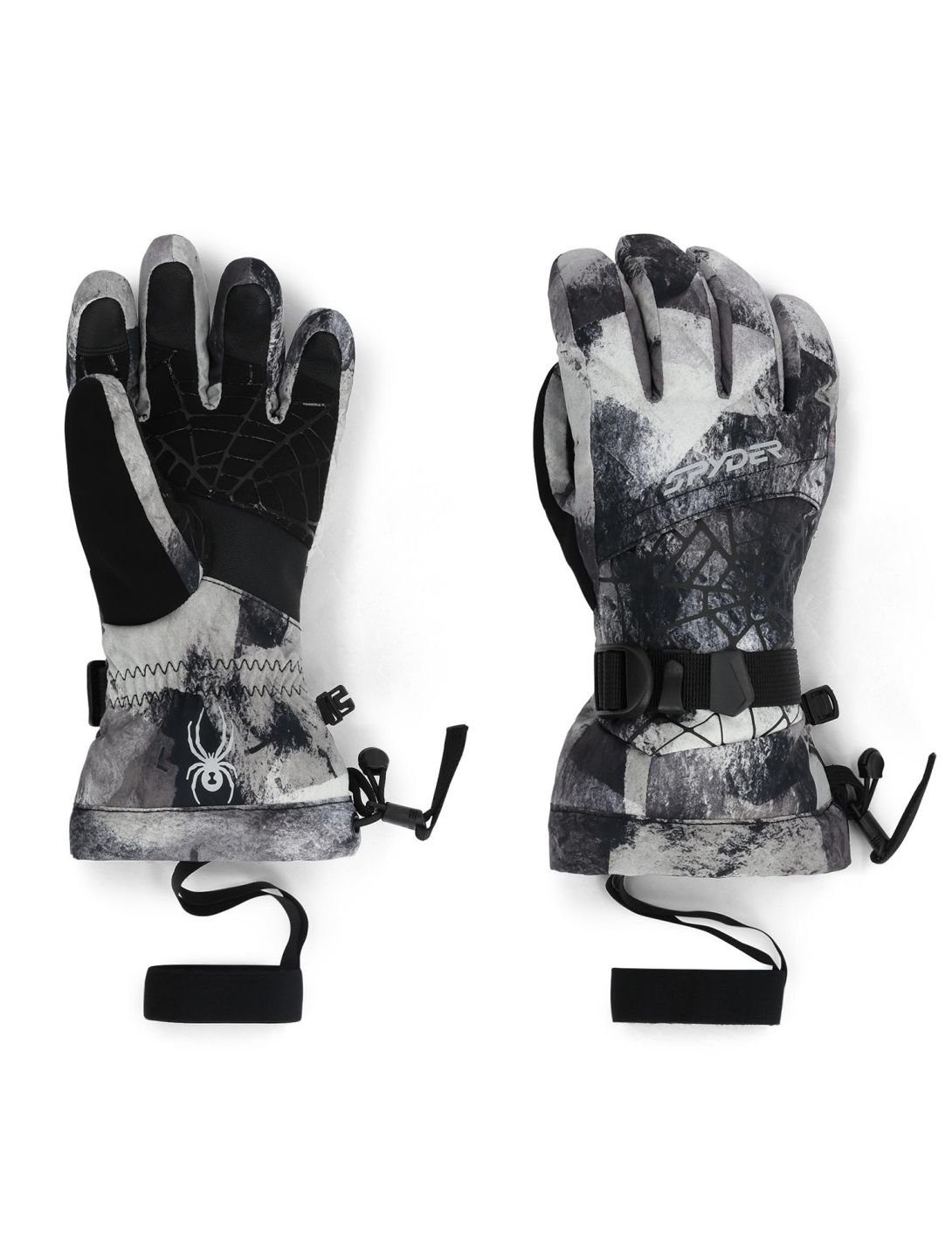 Spyder, Overweb rękawiczki dzieci Black Block Camo czarny, szary 