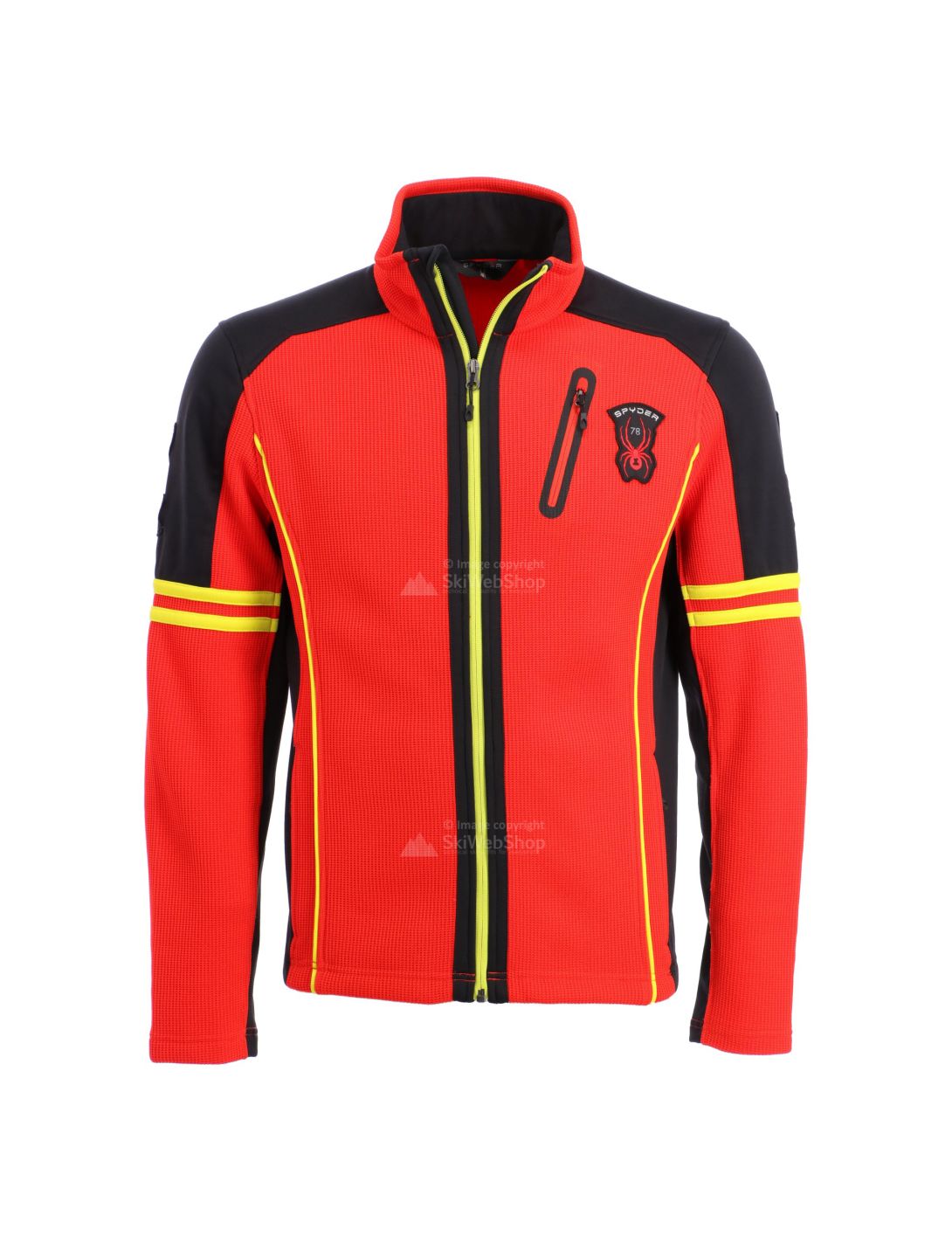 Spyder, Wengen full zip stryke, bluza, mężczyźni, volcano czerwony/czarny/acid żółty