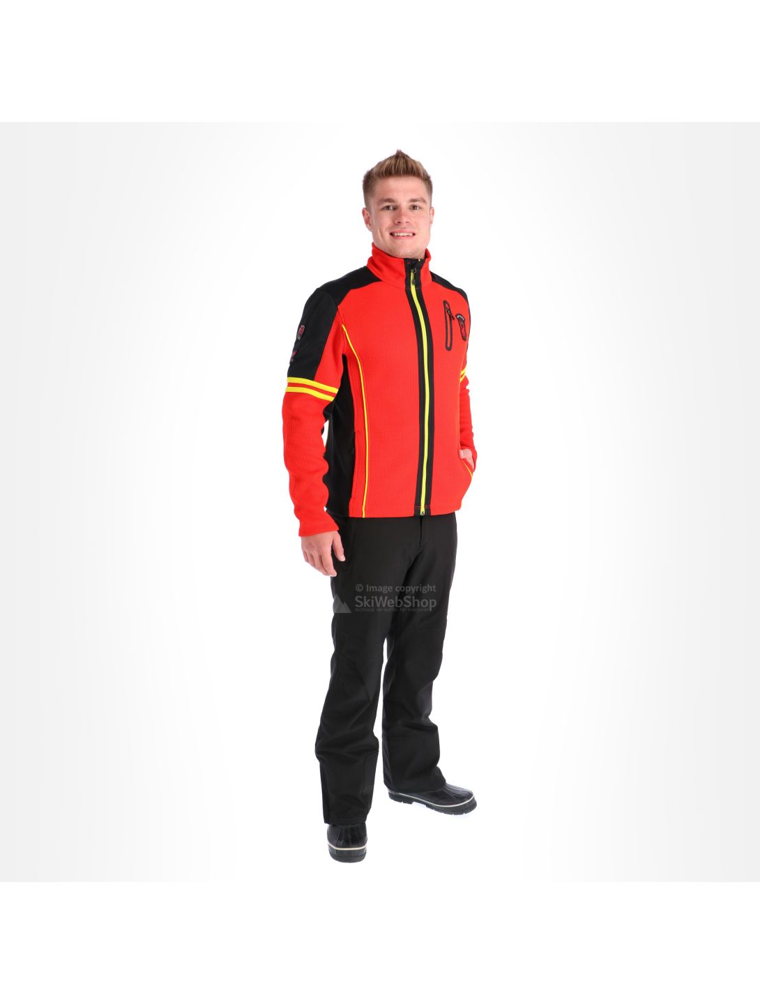 Spyder, Wengen full zip stryke, bluza, mężczyźni, volcano czerwony/czarny/acid żółty
