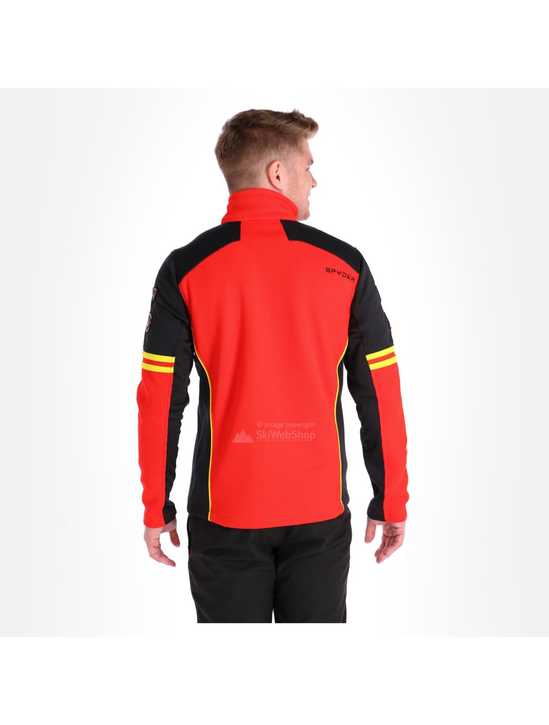 Spyder, Wengen full zip stryke, bluza, mężczyźni, volcano czerwony/czarny/acid żółty