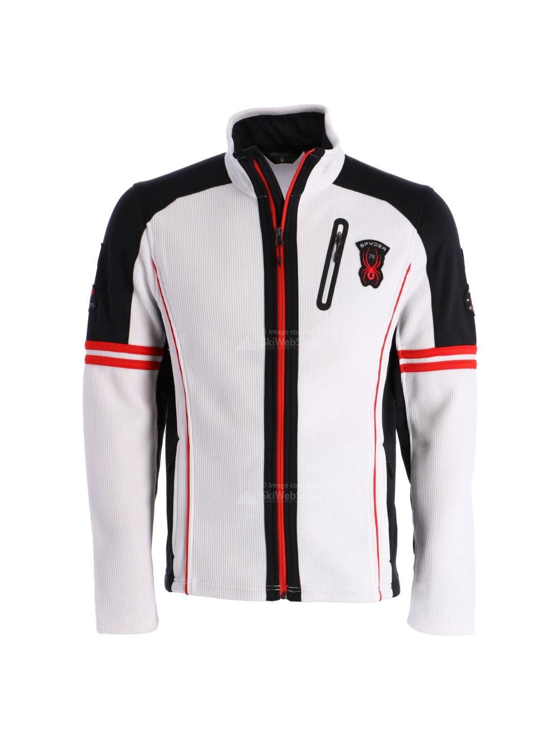Spyder, Wengen full zip stryke, bluza, mężczyźni, biały/czarny/volcano czerwony