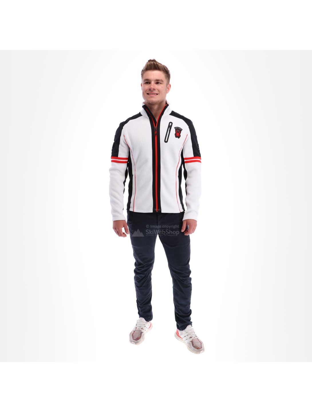 Spyder, Wengen full zip stryke, bluza, mężczyźni, biały/czarny/volcano czerwony