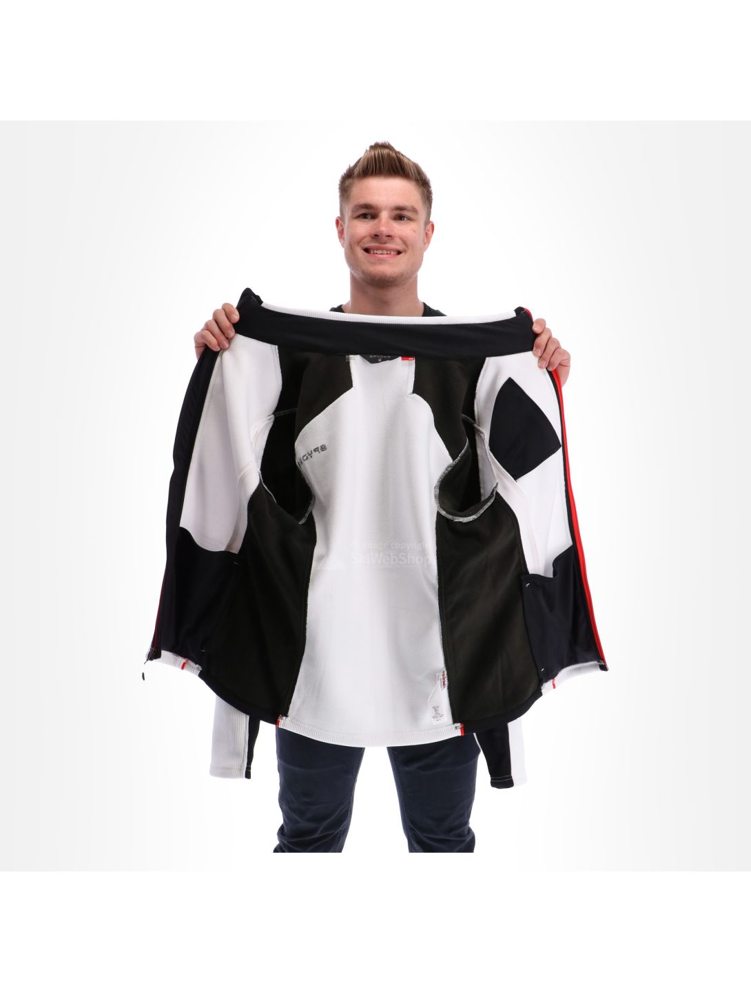 Spyder, Wengen full zip stryke, bluza, mężczyźni, biały/czarny/volcano czerwony